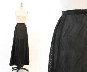 1900 EDWARDIAN skirt sheer embroidered maxi xxs | new fall