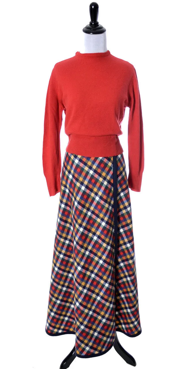 1960's Pendleton Knockabouts Red Plaid Wrap Vintage Maxi Skirt