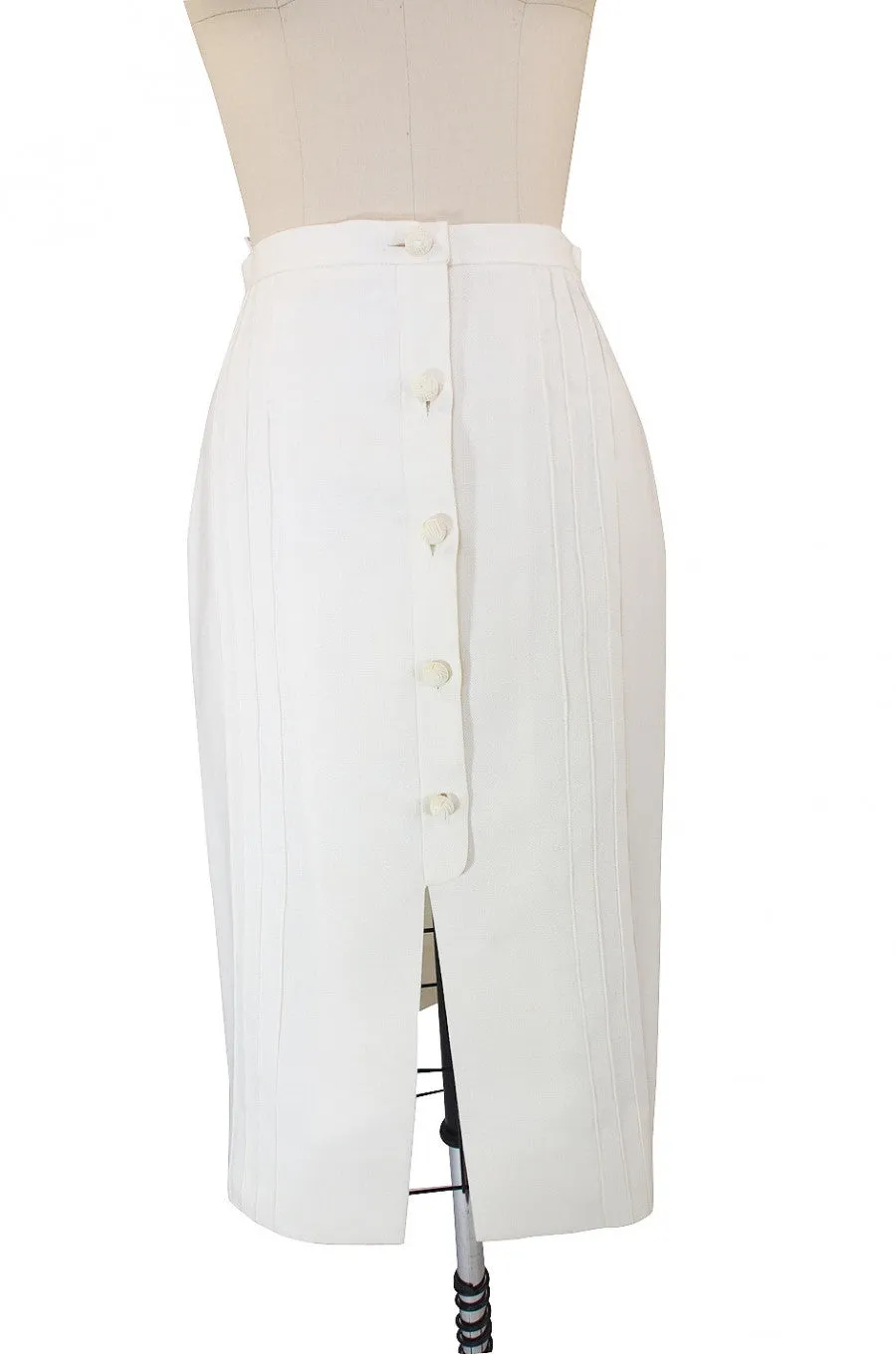 1970s White Linen Valentino Skirt