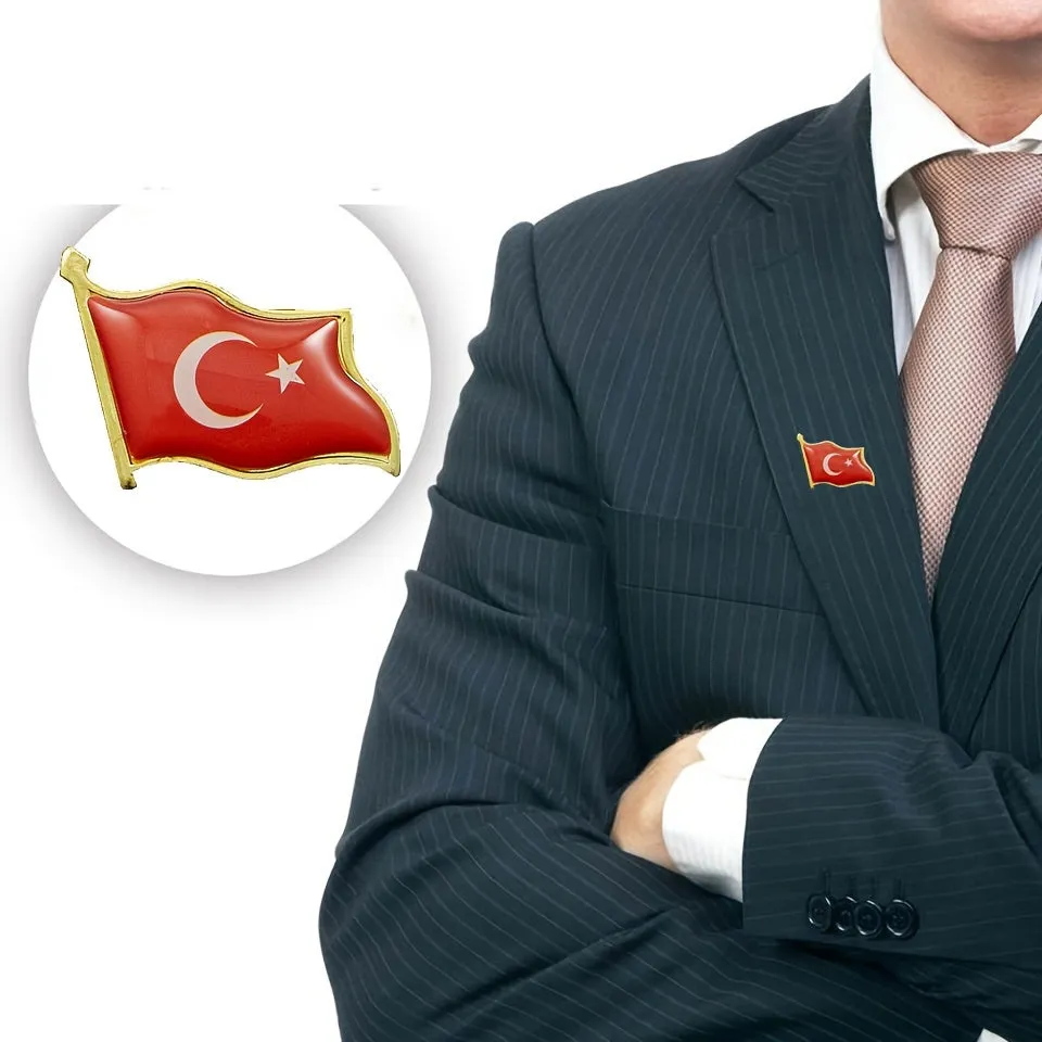 1pc Turkey Flag Brooch Ideal Gift for Men