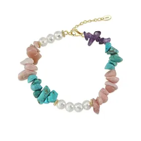 925 Silver Turquoise Shell Pearl Opal Amethyst Bracelet