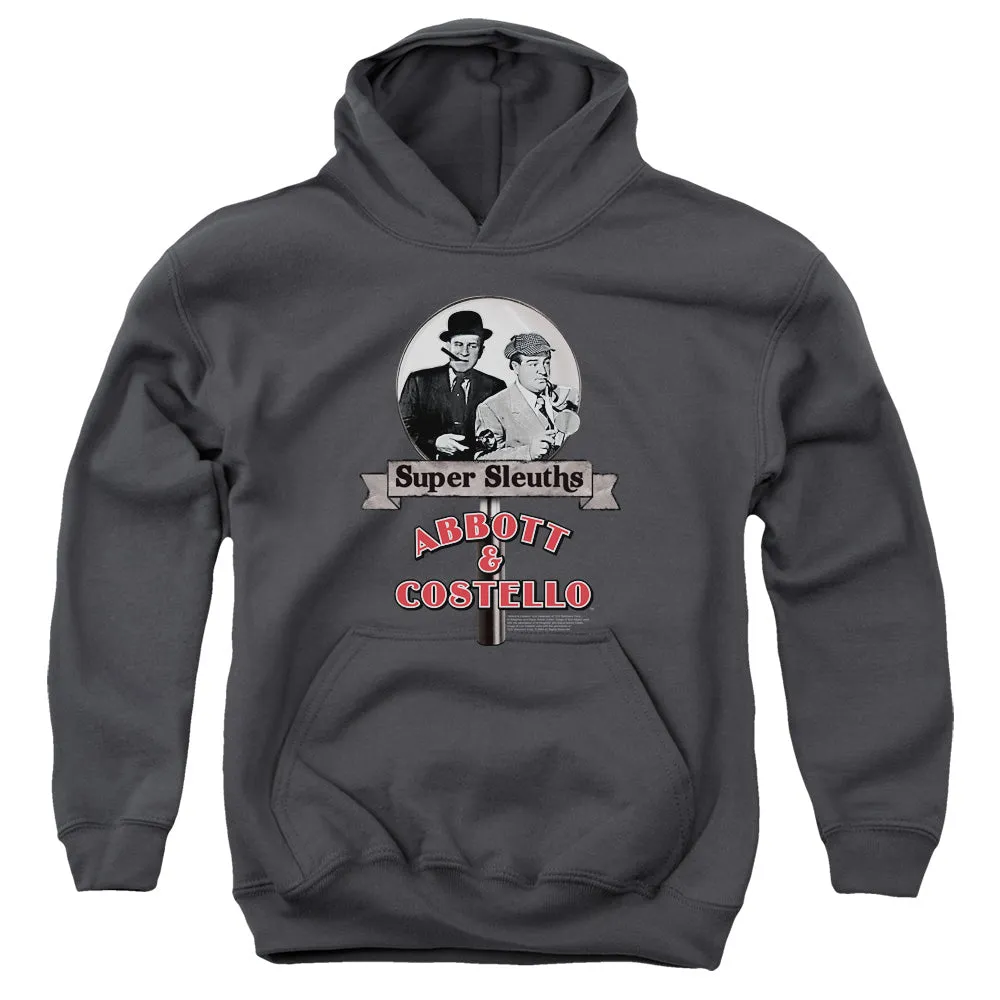 Abbott & Costello Super Sleuths Kids Youth Hoodie Charcoal