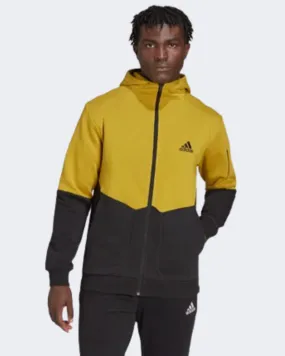 Adidas Essentials For Gameday Fleece Full-Zip Men Sportswear Hoody Yellow/Black Hl6907