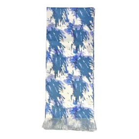 Airforce Blue Abstract Printed Scarf With Pocket Square