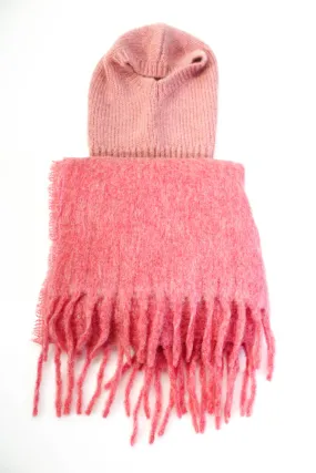 & Other Stories J Crew Womens Knit Balaclava Hat Scarf Light Pink