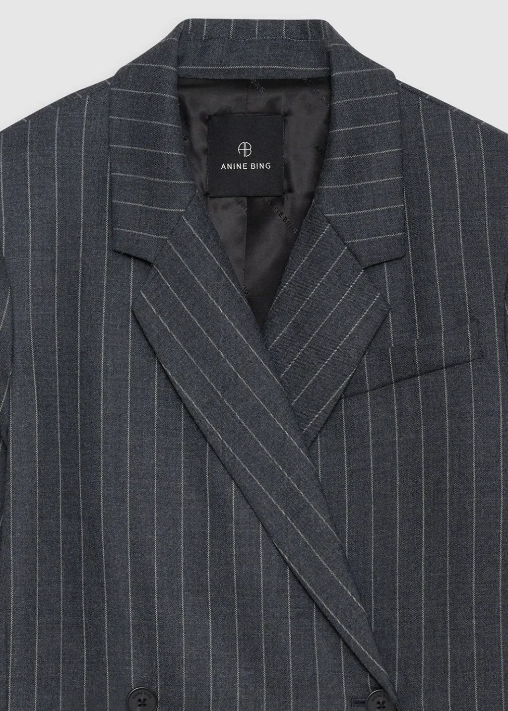 Anine Bing Kaia Blazer in Grey Pinstripe