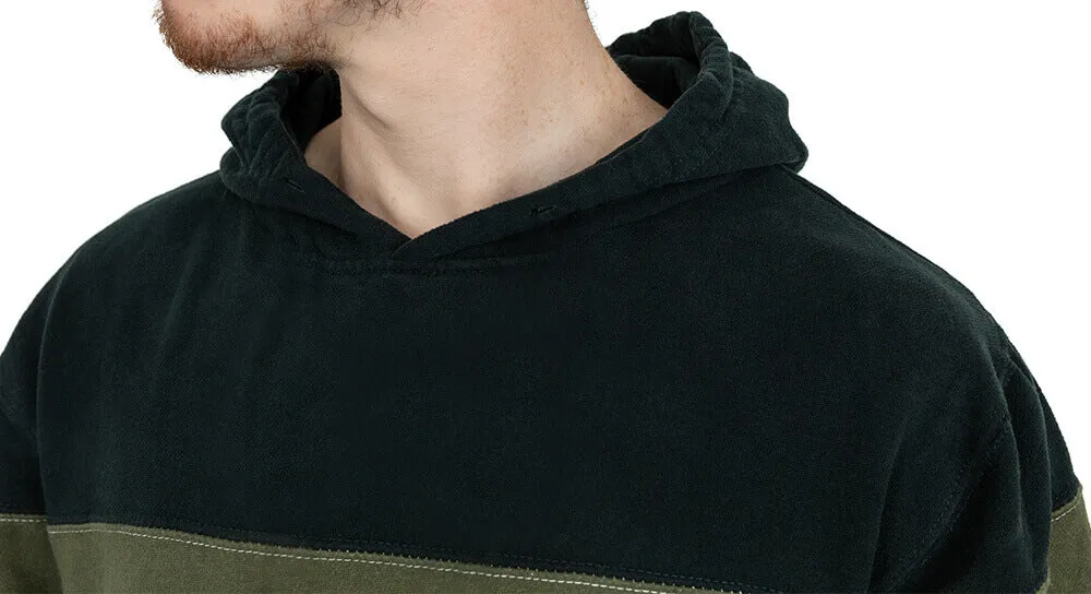 Army Green Colorblock Stripe Popover Hoodie