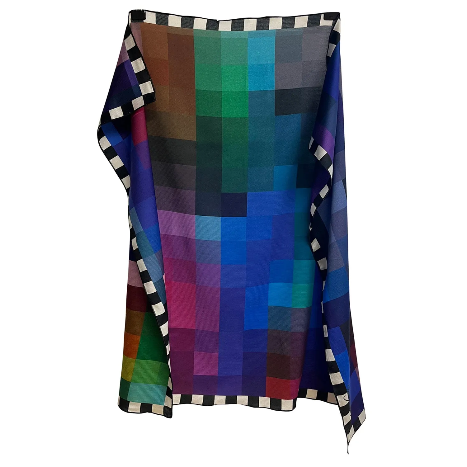 ART SCARF Pixelated brilliant poppy flower Blue