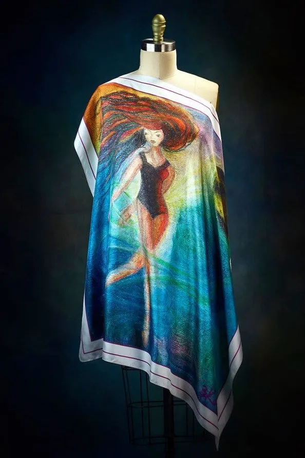 BE GRATEFUL. LADY UNIVERSE Designer 100% Silk Art-A-Porte Scarf