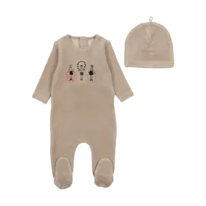 Bee & Dee Oat Jumprope Velour Collection Footie with Beanie