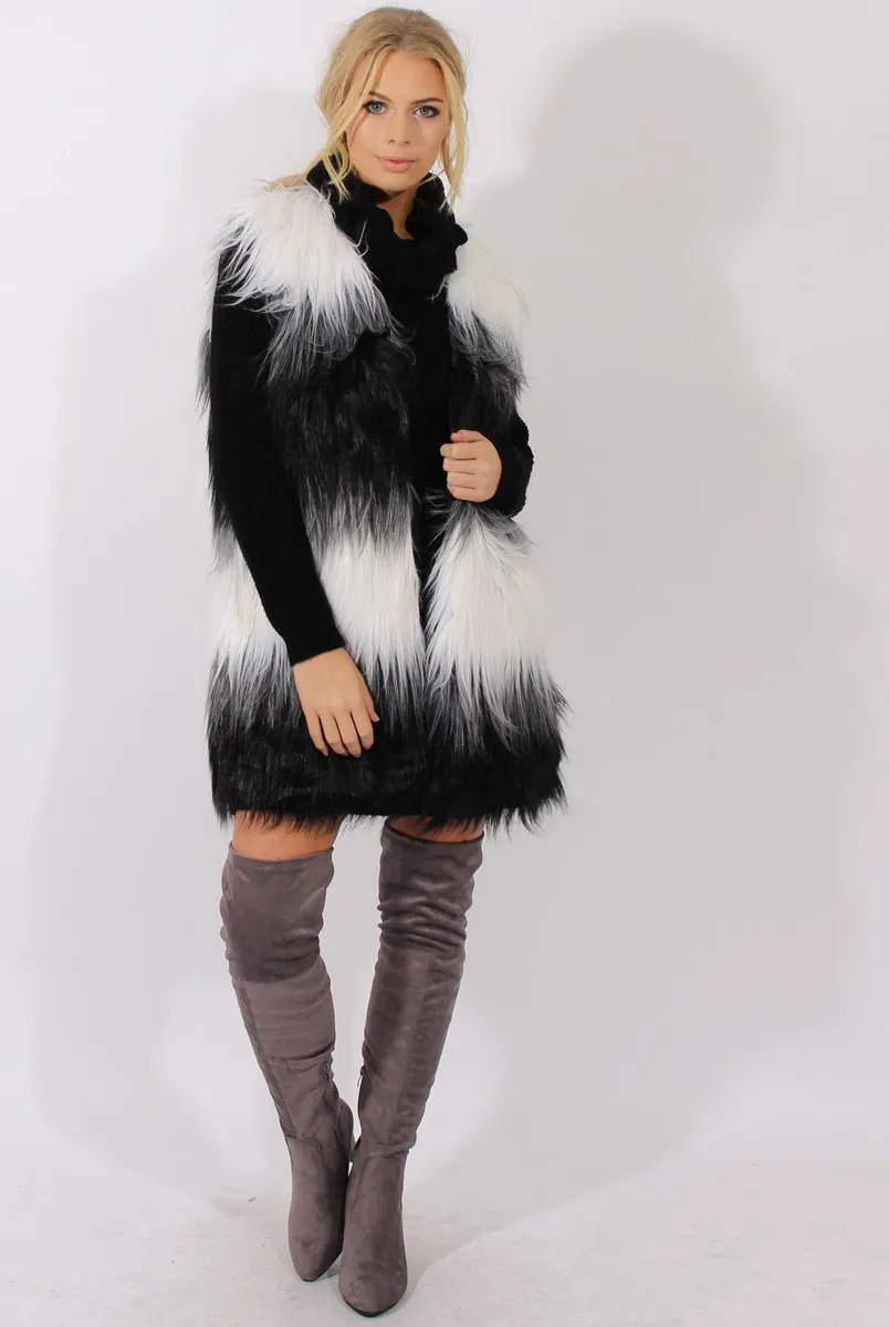 Black & White Faux Fur Gilet - River