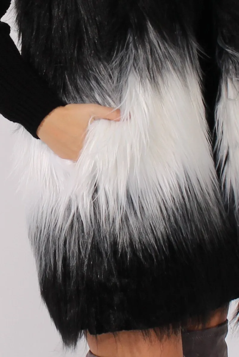 Black & White Faux Fur Gilet - River