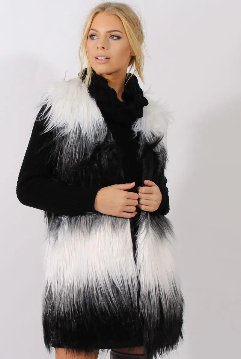 Black & White Faux Fur Gilet - River