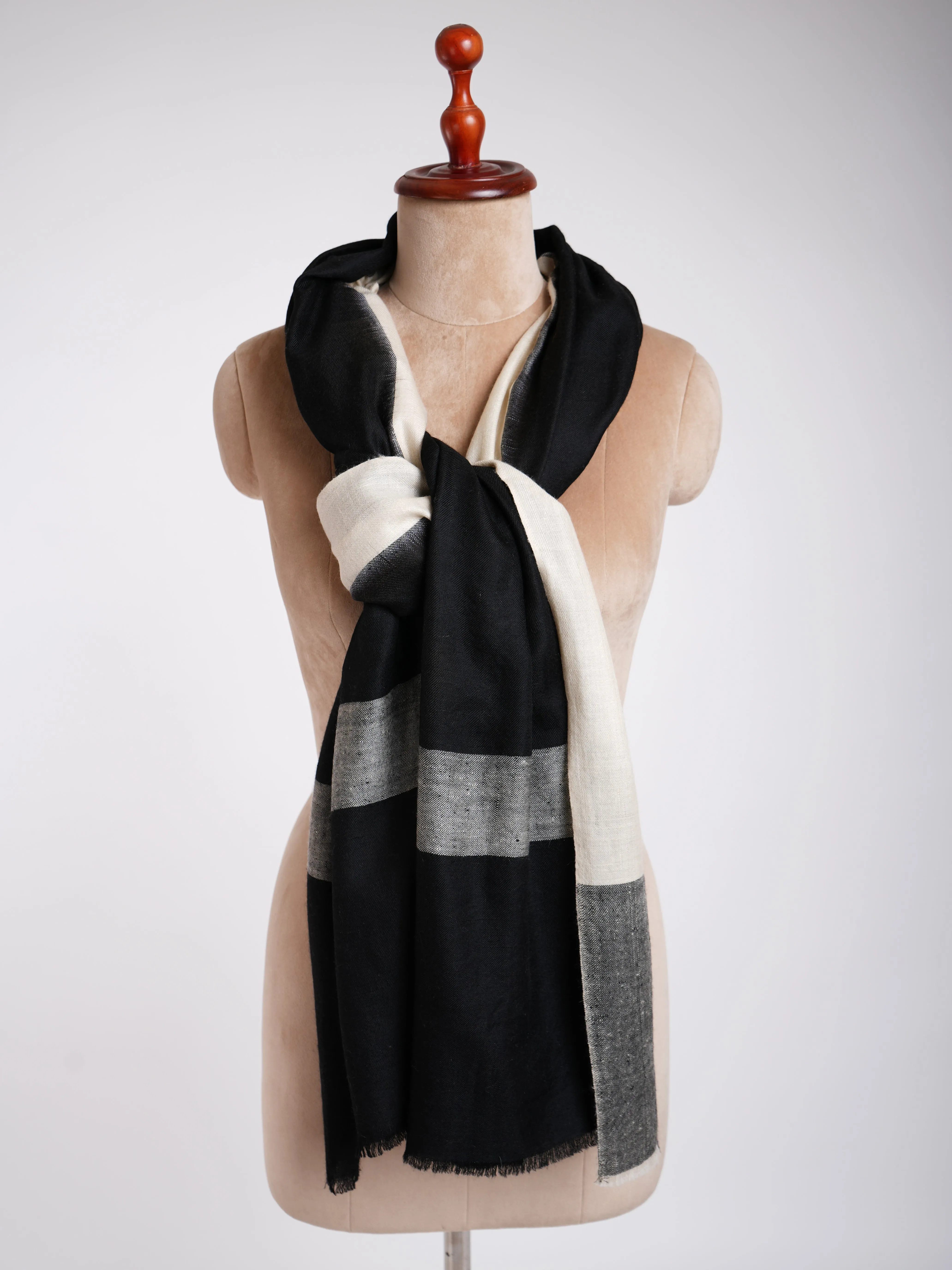 Black White Contemporary Pashmina Shawl