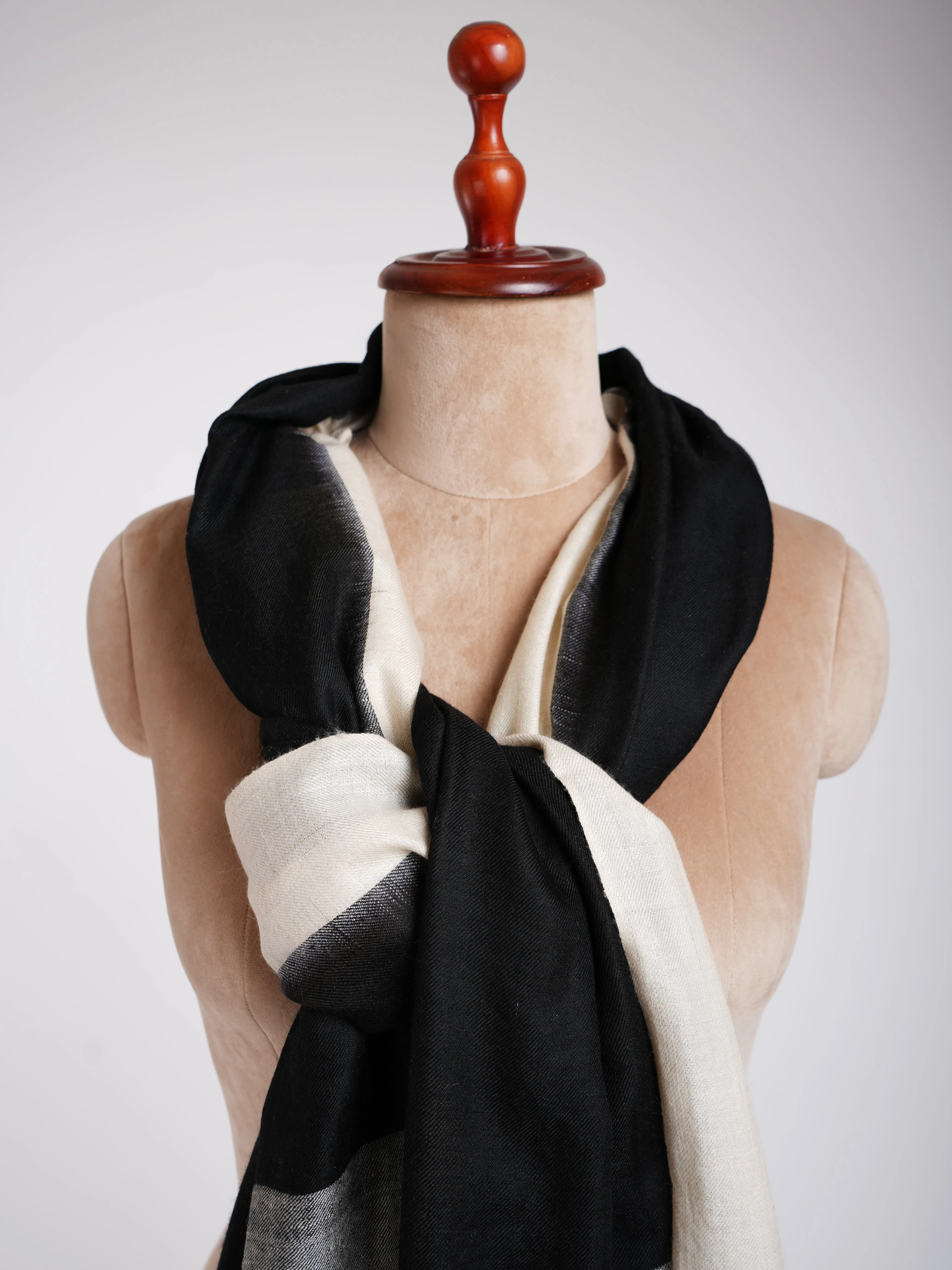 Black White Contemporary Pashmina Shawl