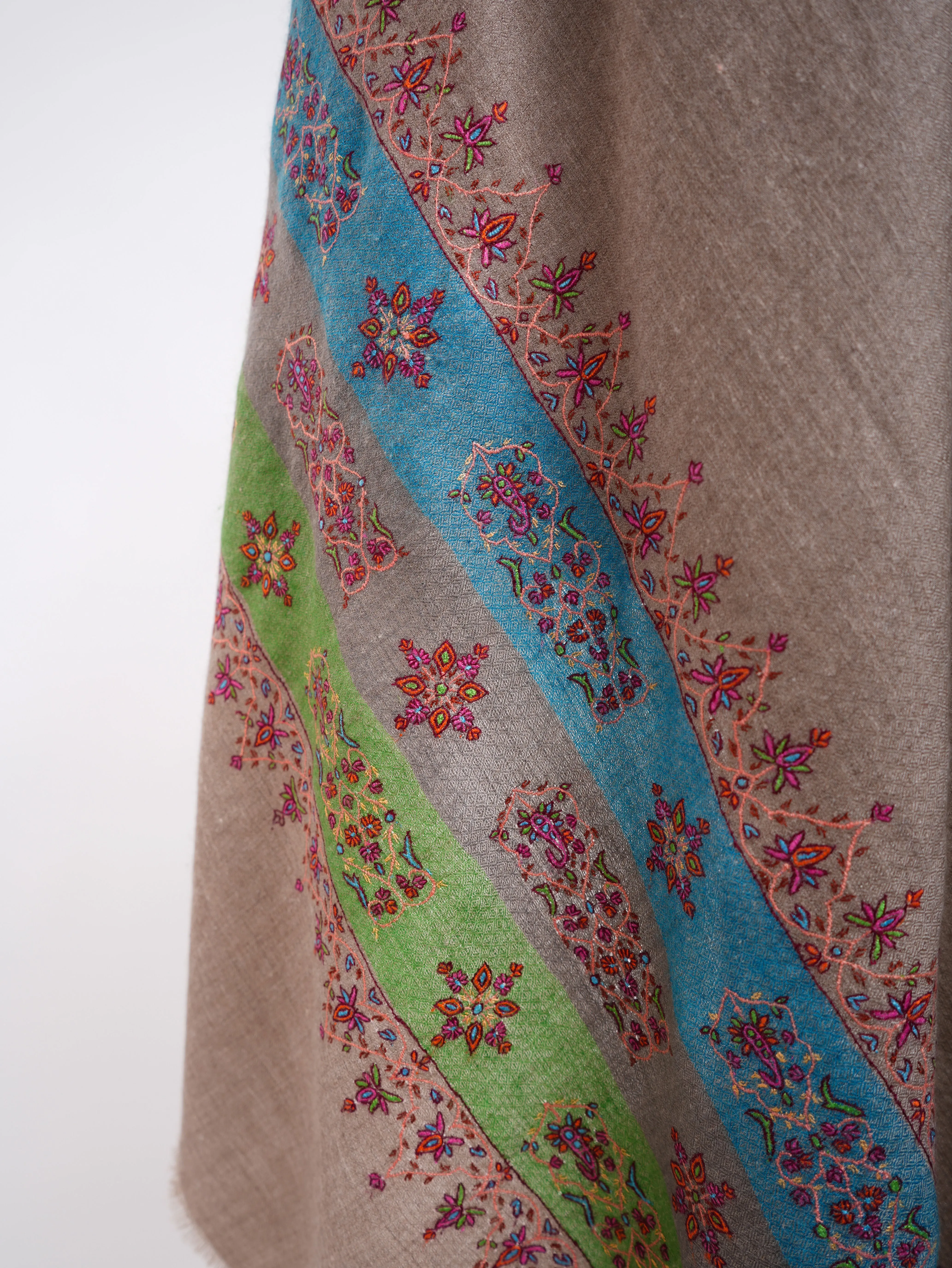 Blue Green and Beige Pashmina Shawl