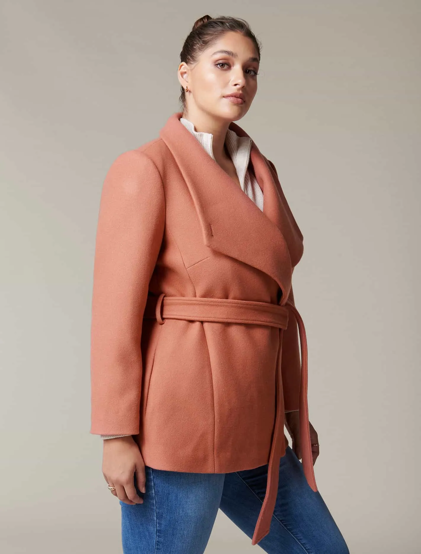 Bria Curve Short Wrap Coat