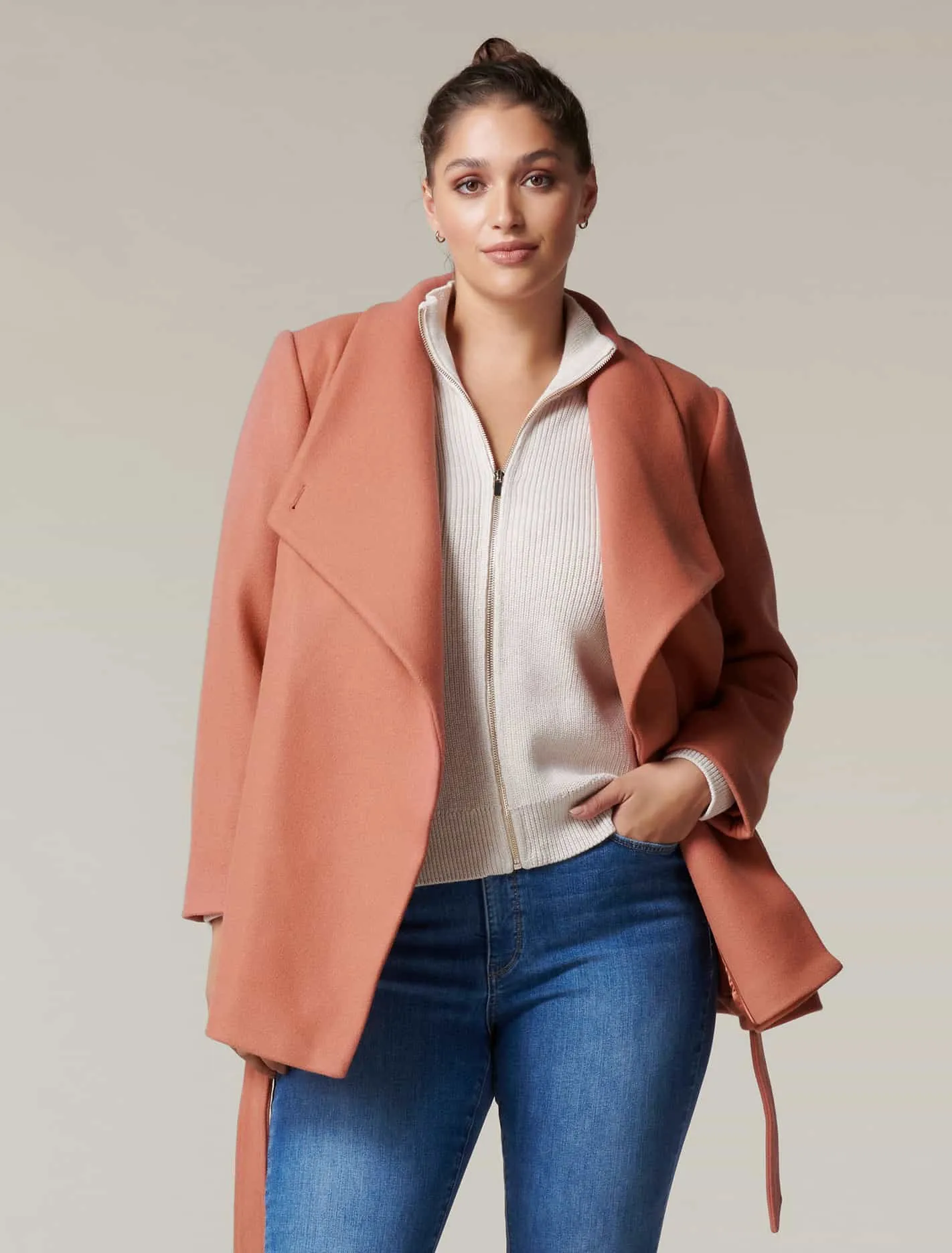 Bria Curve Short Wrap Coat