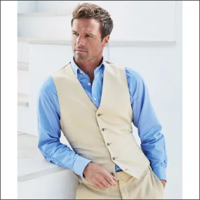 Brook Taverner Constable Tailored Fit Natural Linen Blend Waist Coat--