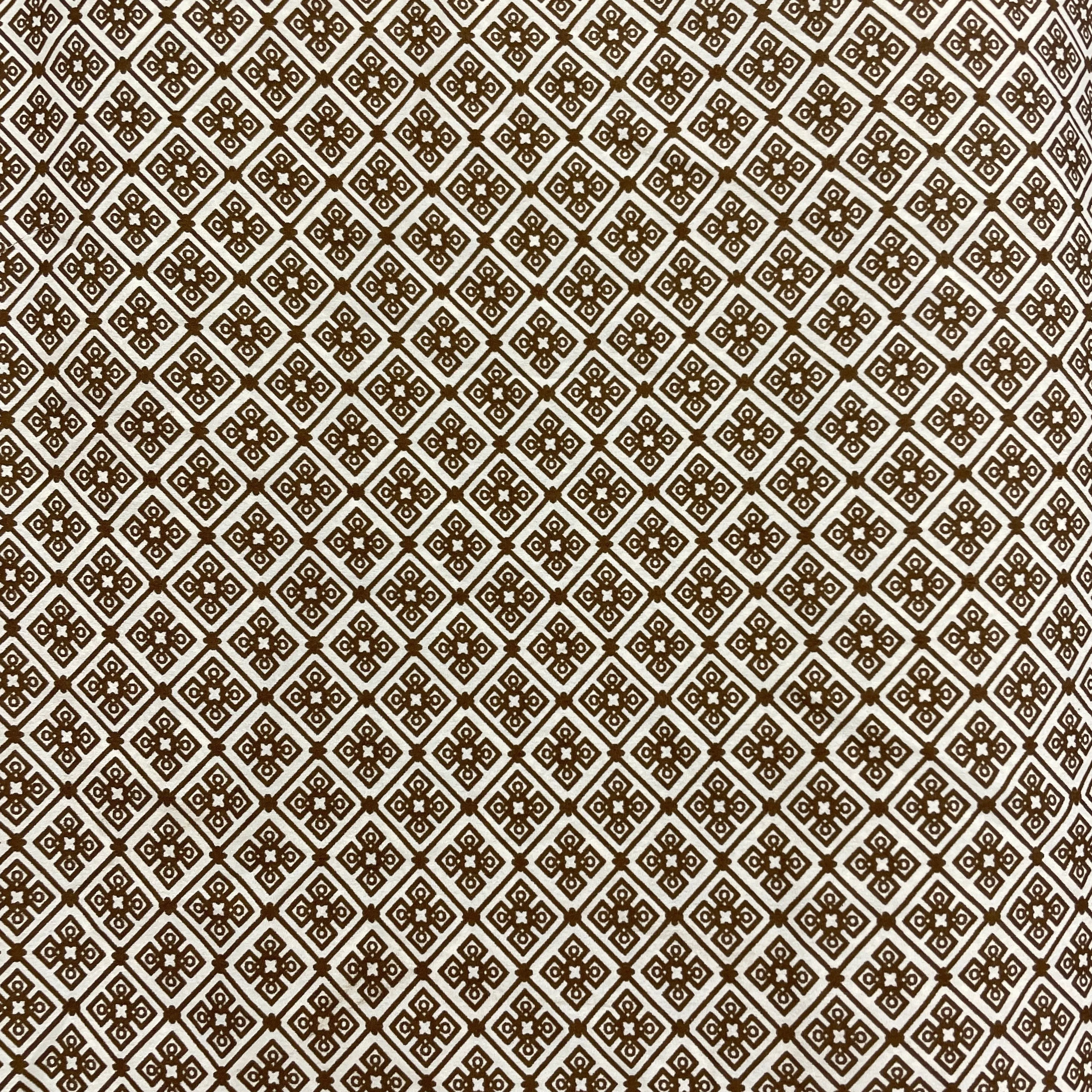 Brown Geometrical Print Crepe Fabric