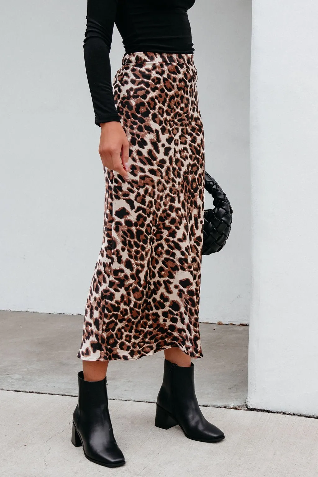 Brown Leopard Print Pencil Skirt