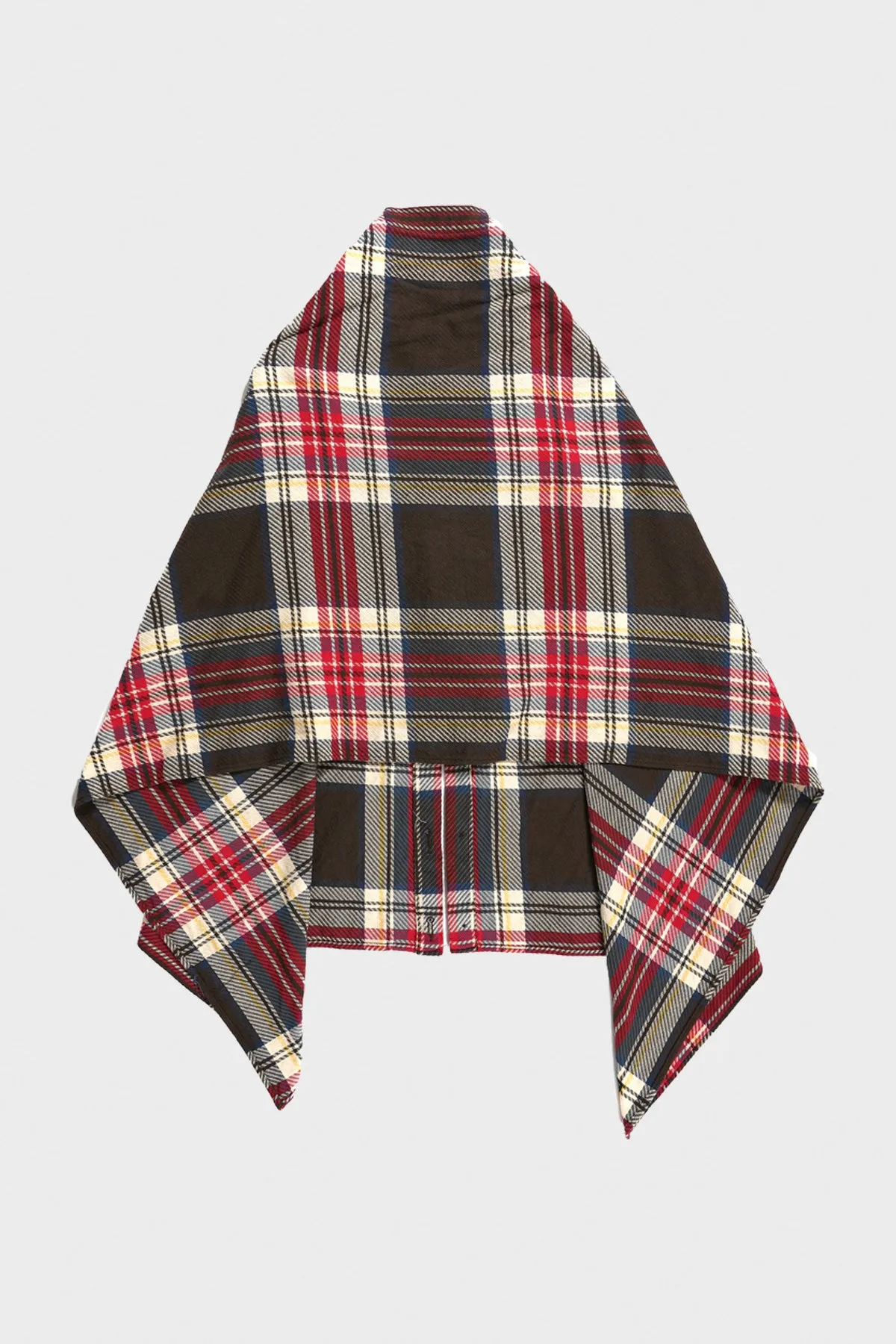 Button Shawl - Brown Cotton Heavy Twill Plaid