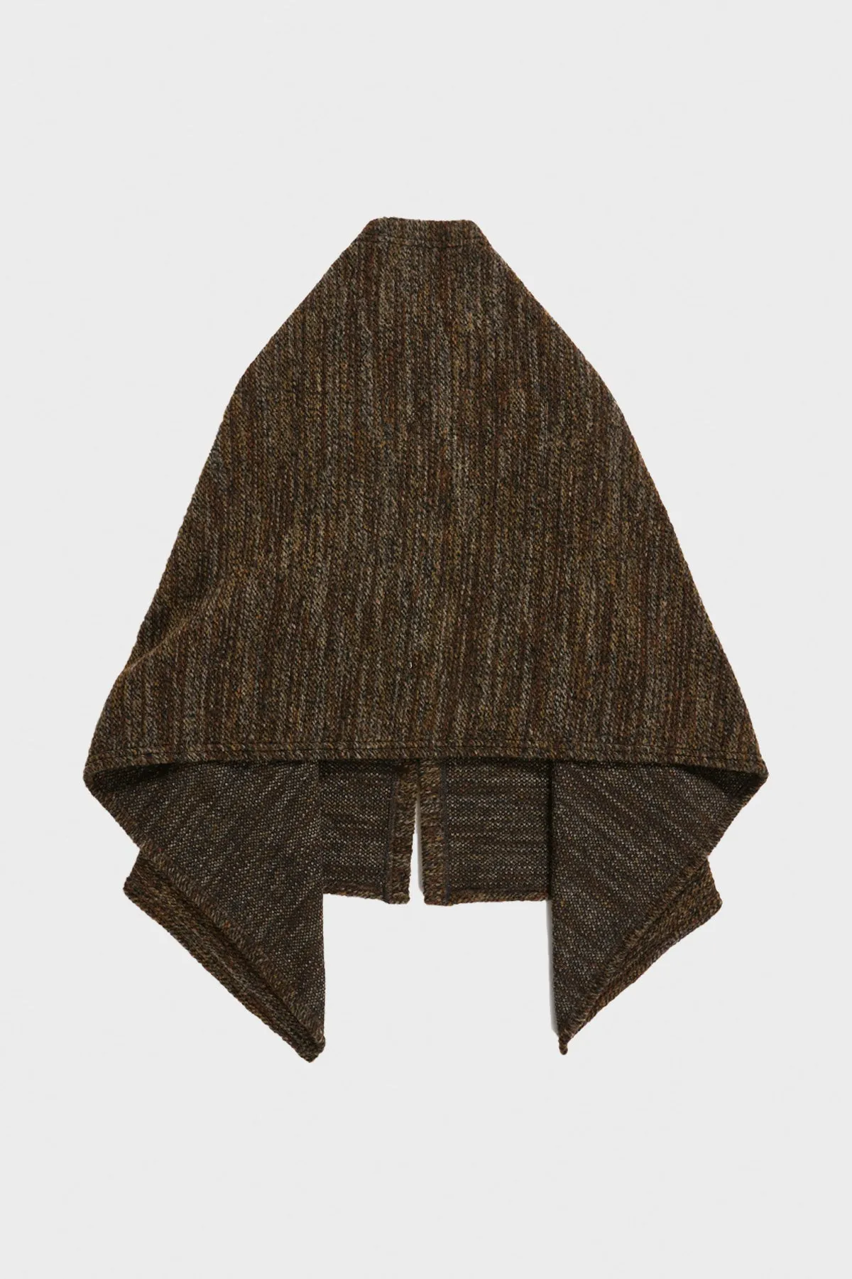 Button Shawl - Brown Poly Wool Melange Knit