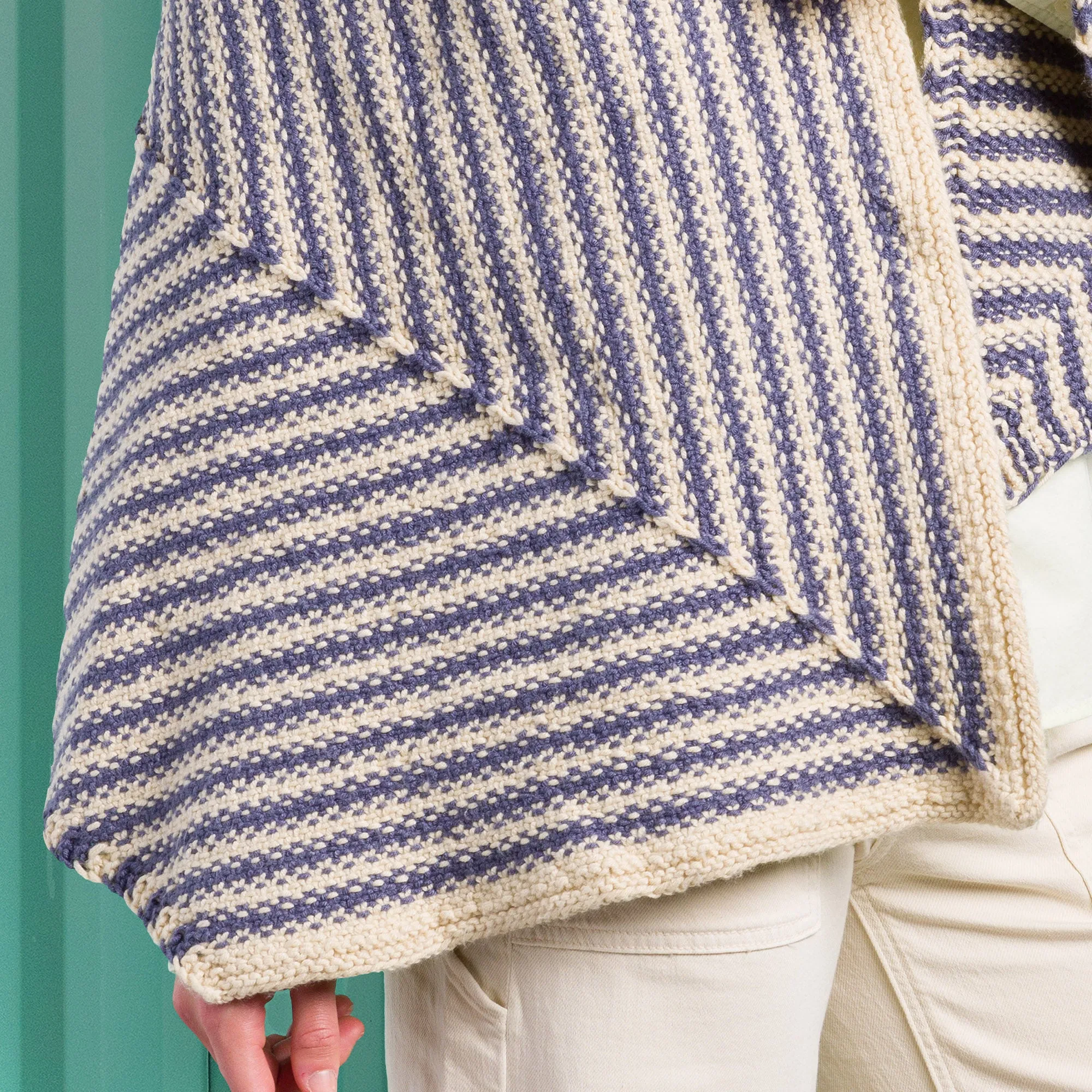 Caron Stripy Linen Stitch Knit Wrap