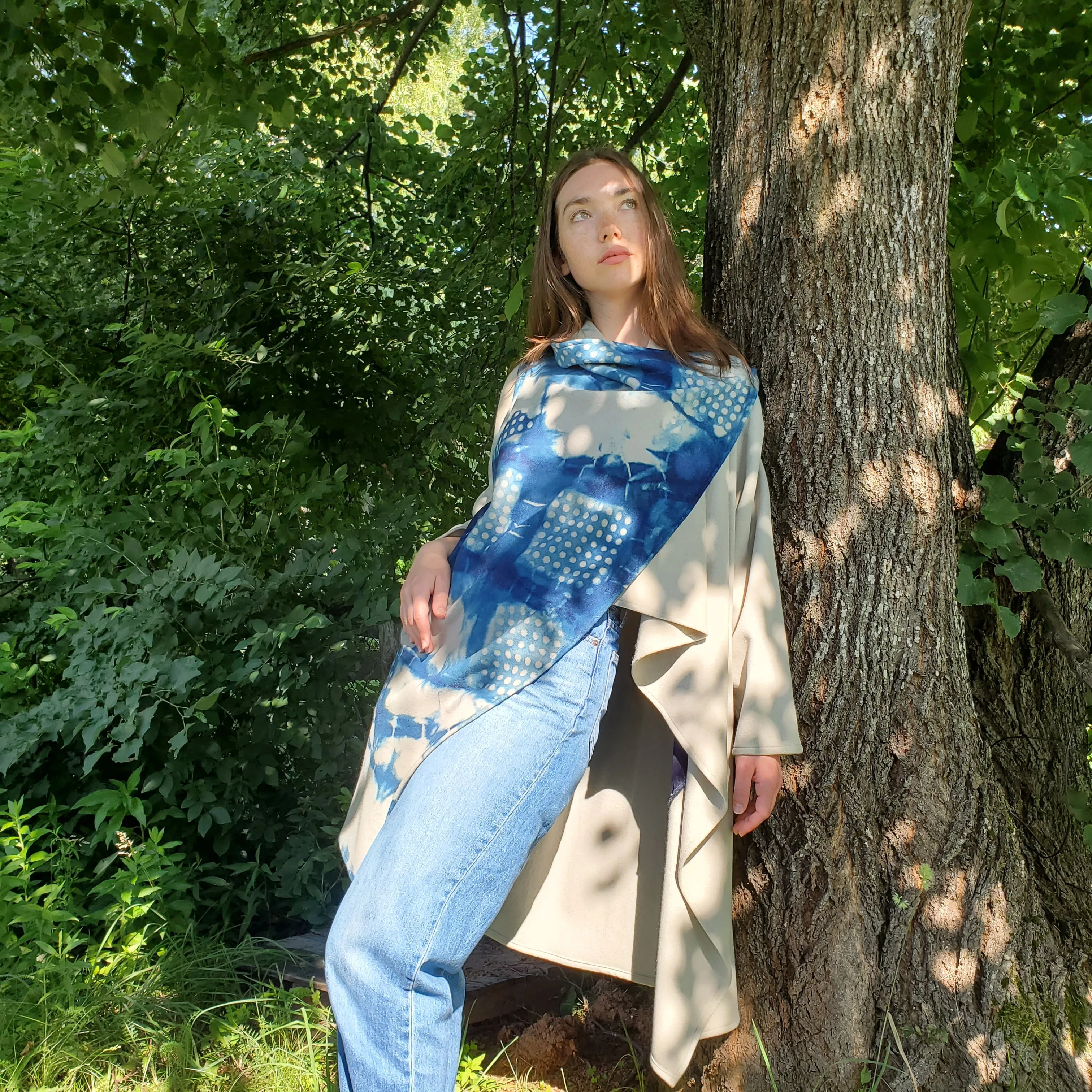 Cashmere & Wool Wraparound Shibori Coat