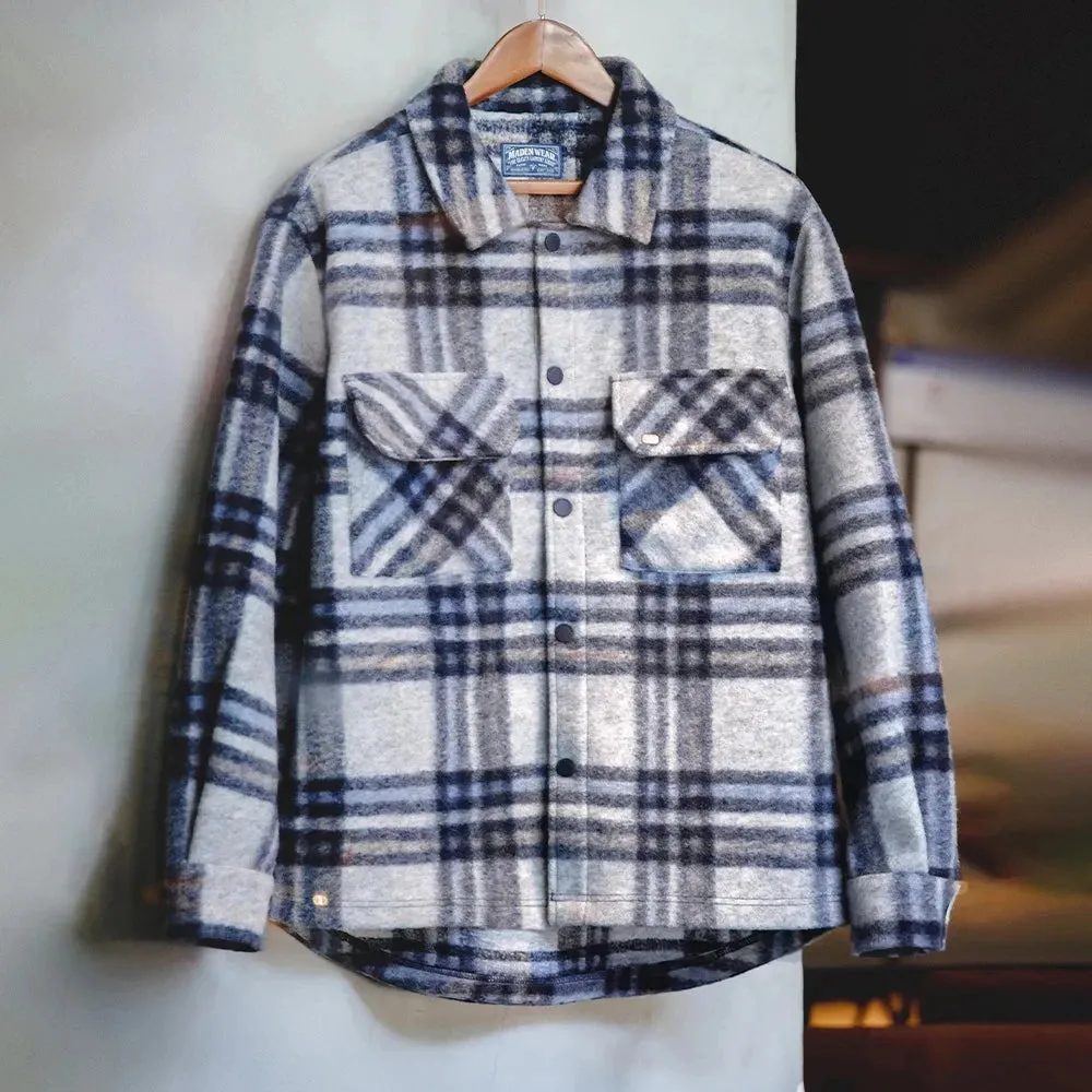 Casual Checked Duffle Jacket for Men - Loose Ivy Style Plaid Pattern