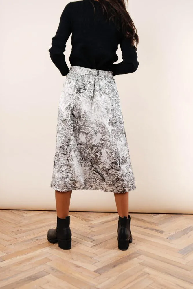 Charcoal Sketch Midi Skirt - FINAL SALE