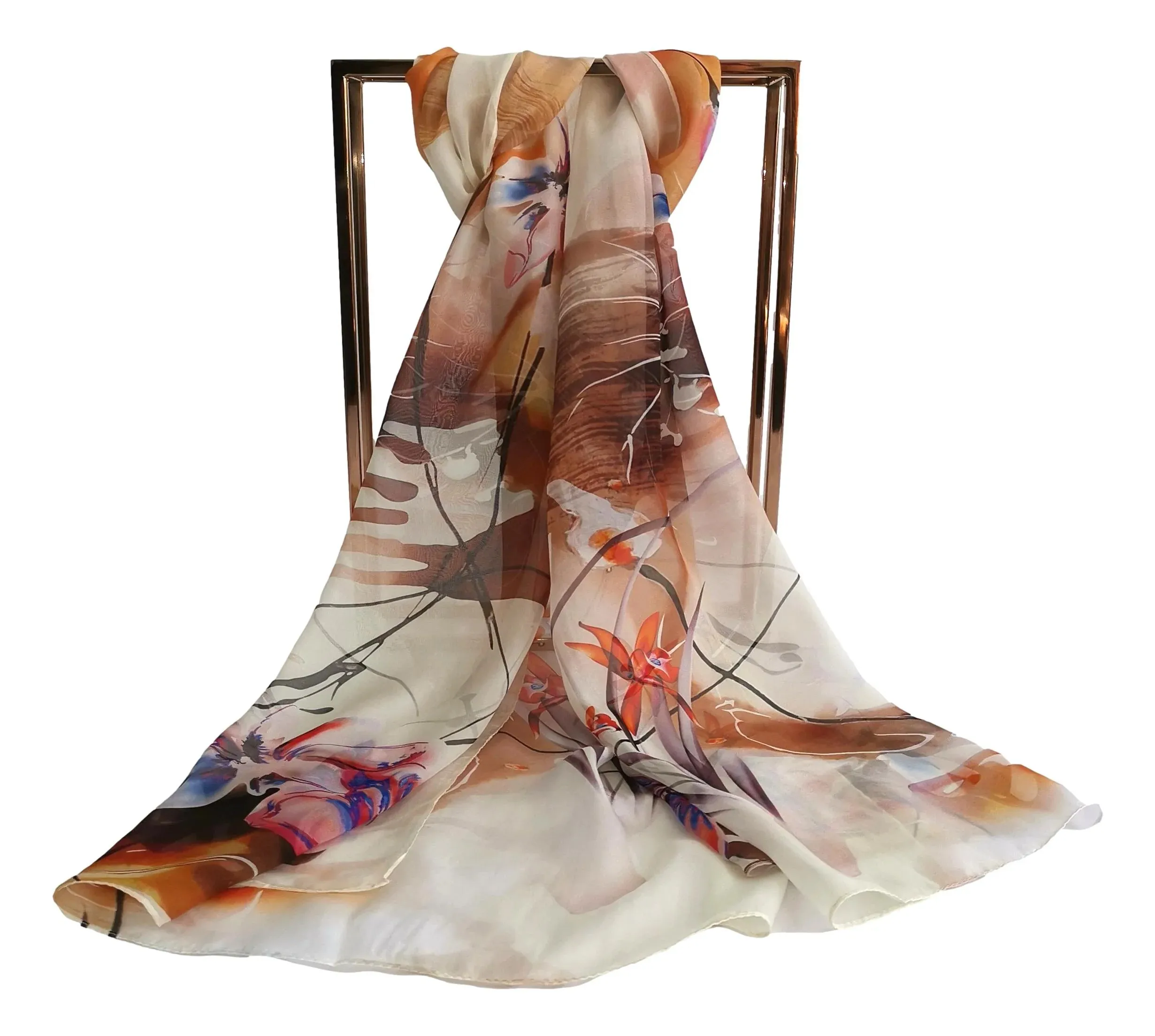 Chiffon Silk Scarf In Floral Print