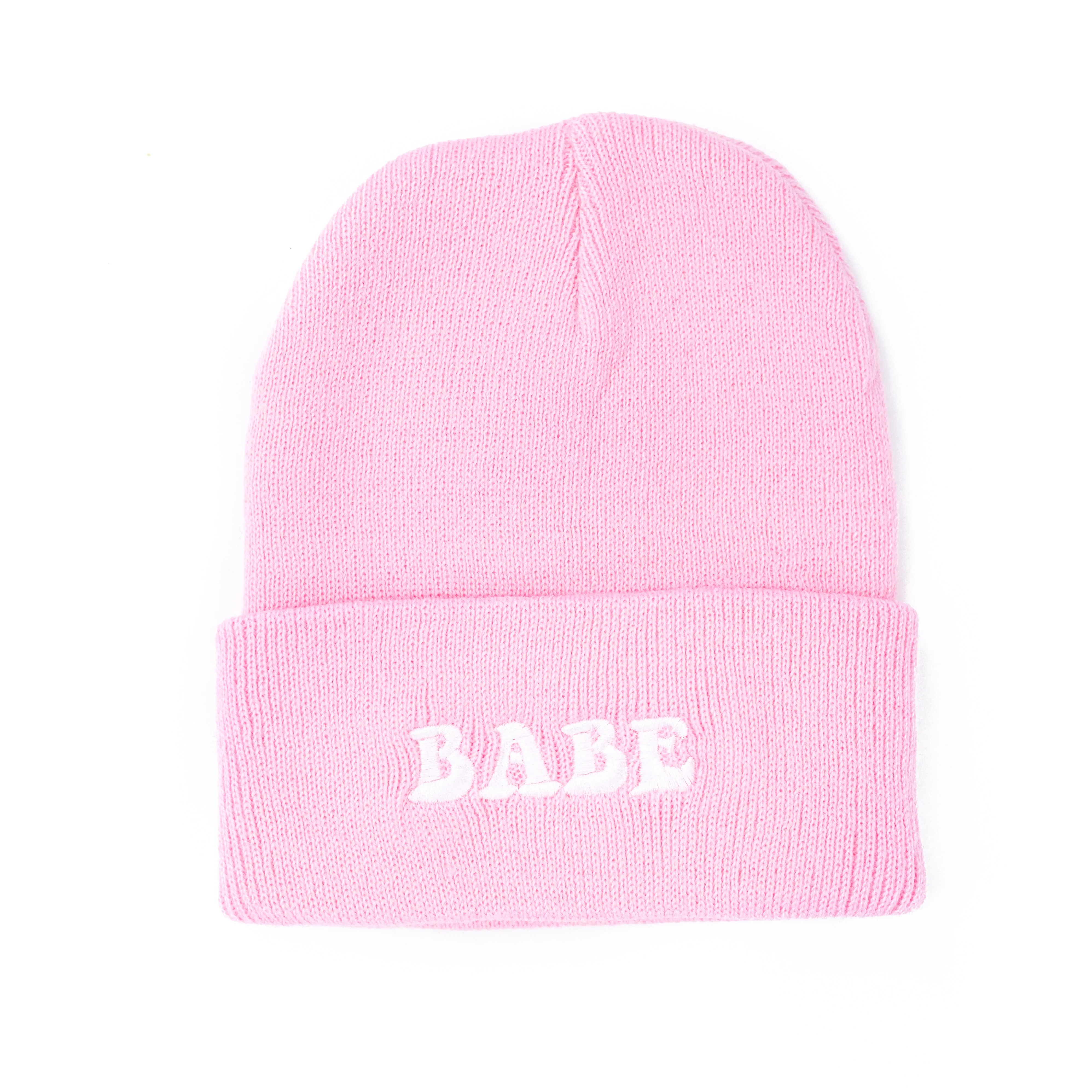 Child Beanie - BABE - Light Pink w/ Groovy White