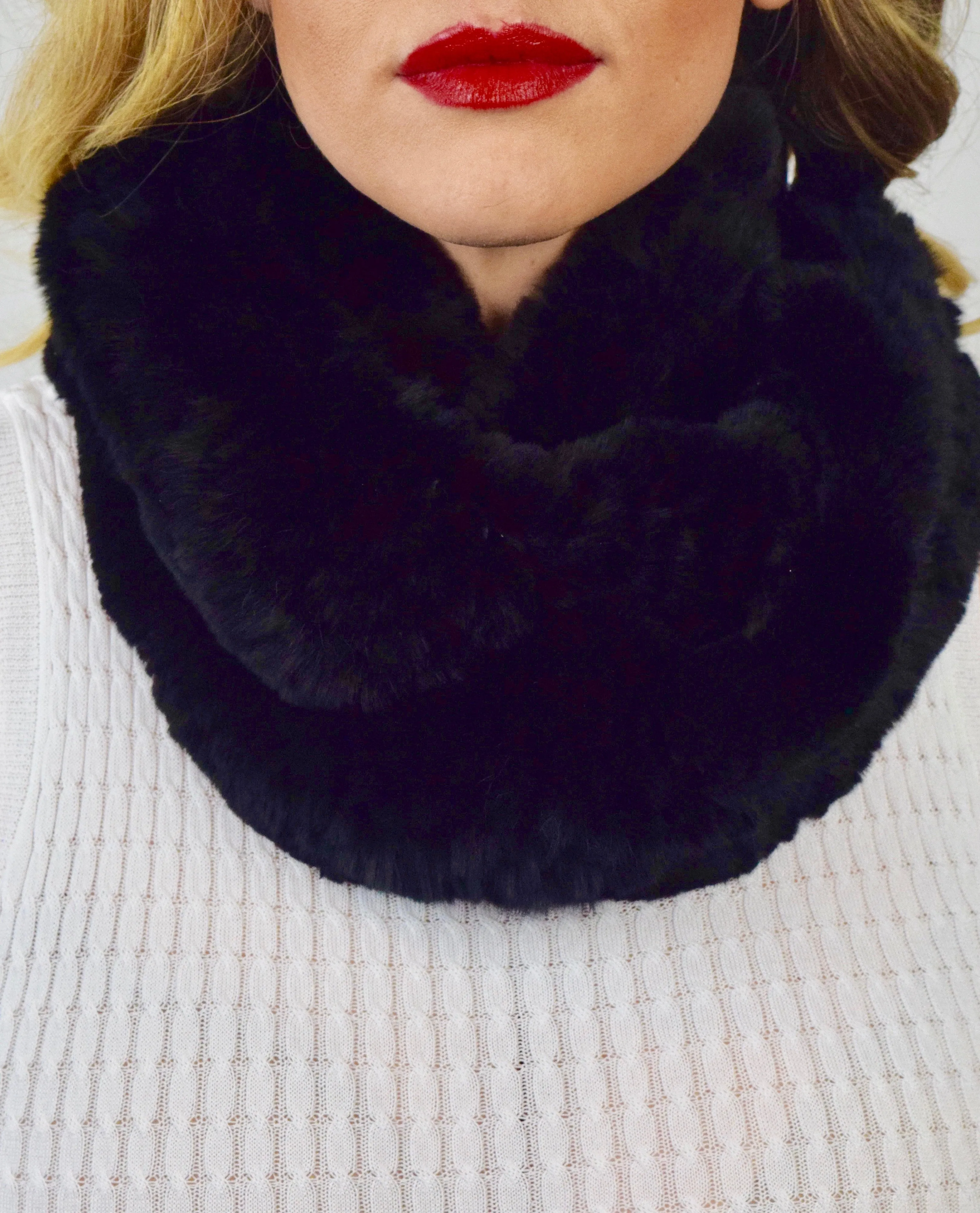 Chinchilla Rex Fur Infinity Scarf (Handmade)