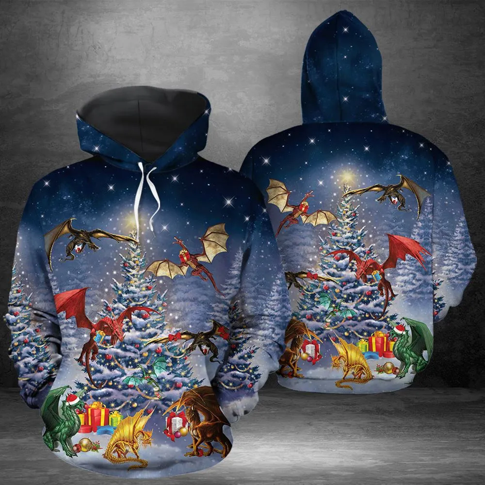 Christmas Dragon Reunion All Over Print 3D Hoodie For Men And Women, Christmas Gift, Warm Winter Clothes, Best Outfit Christmas