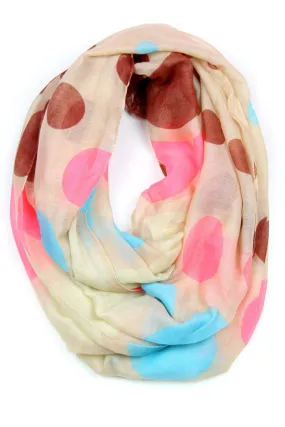 Circle Scarf / Tan Pink & Blue / Unisex