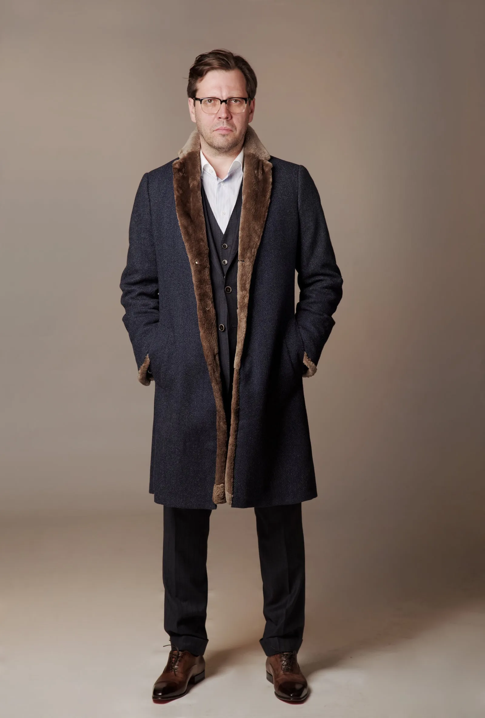 Coat "RAIMOND" / Merino Wool & Wild Beaver Fur by Loro Piana