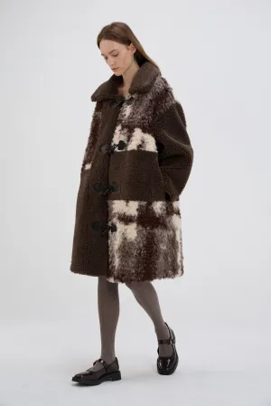 Cow Print Teddy Shearling Duffle Coat 2.0