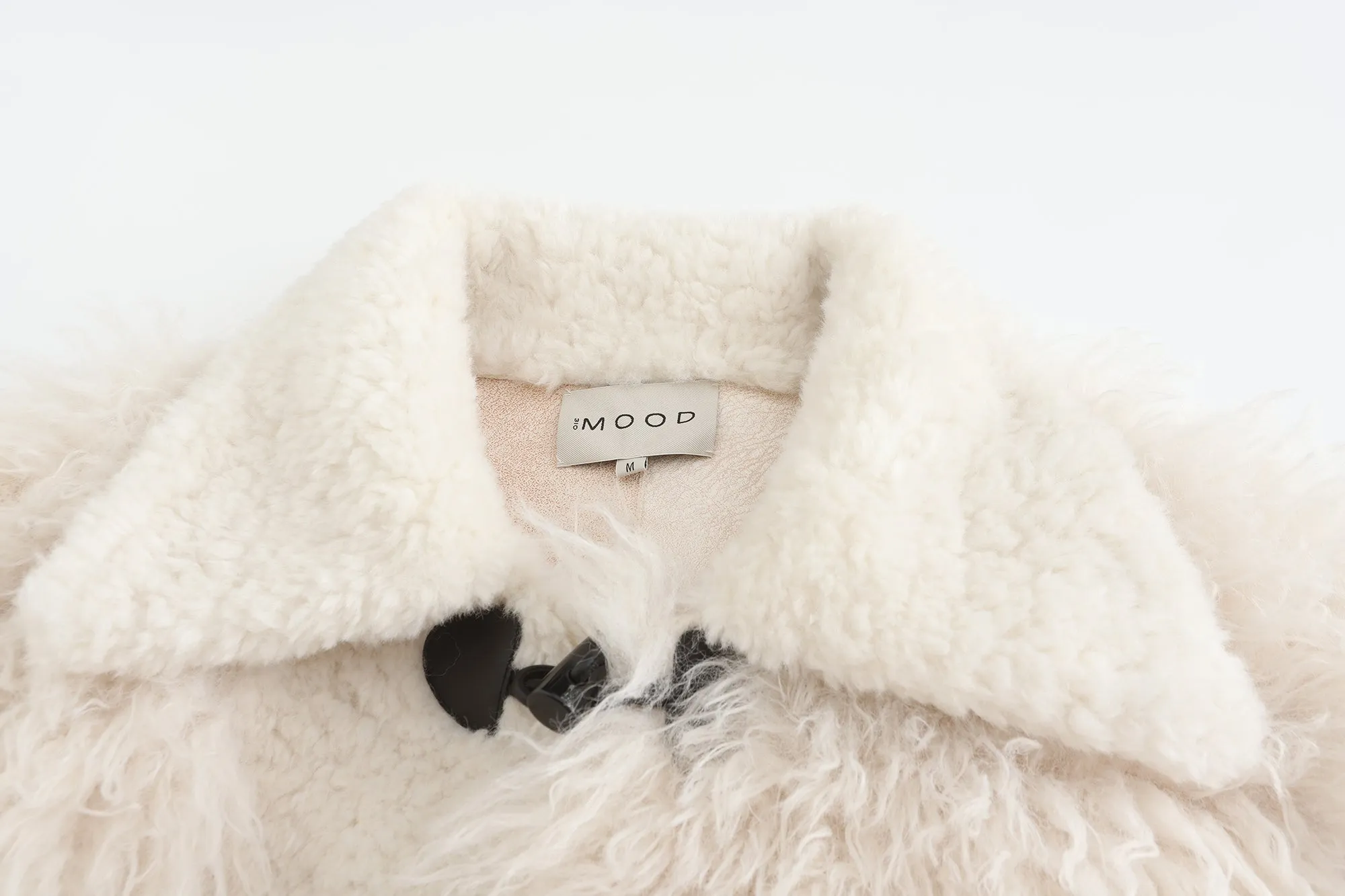 Cow Print Teddy Shearling Duffle Coat - White