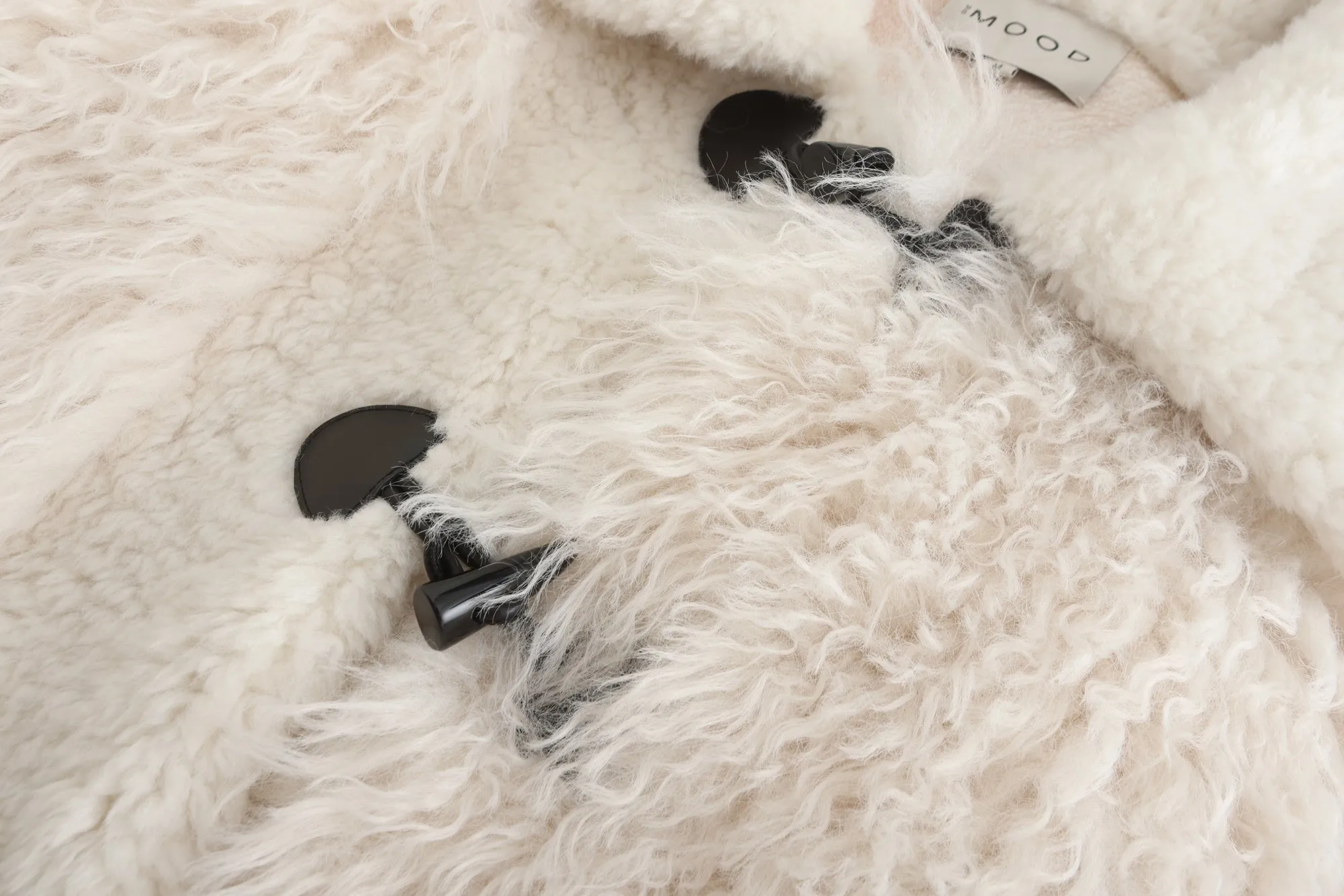 Cow Print Teddy Shearling Duffle Coat - White