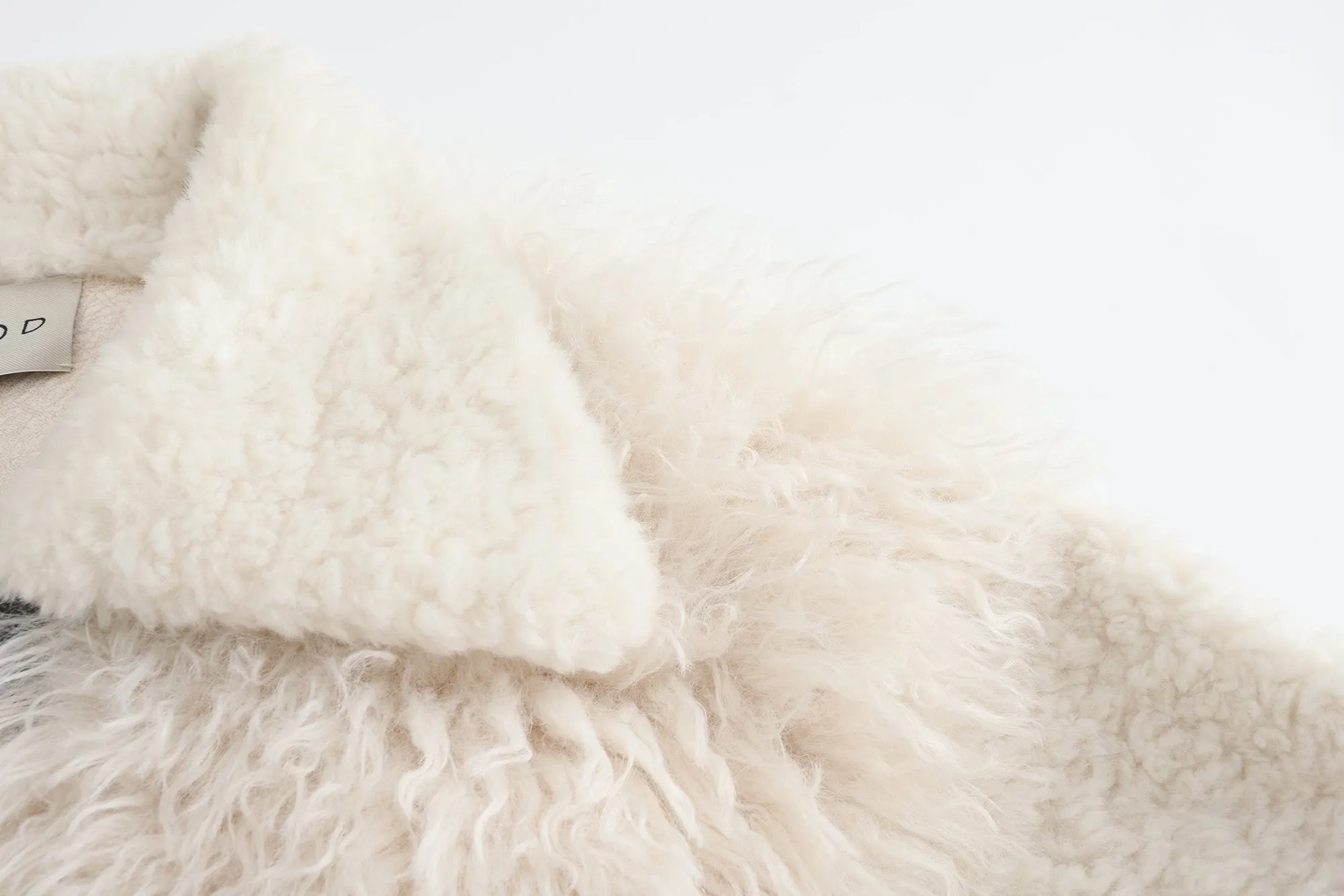 Cow Print Teddy Shearling Duffle Coat - White