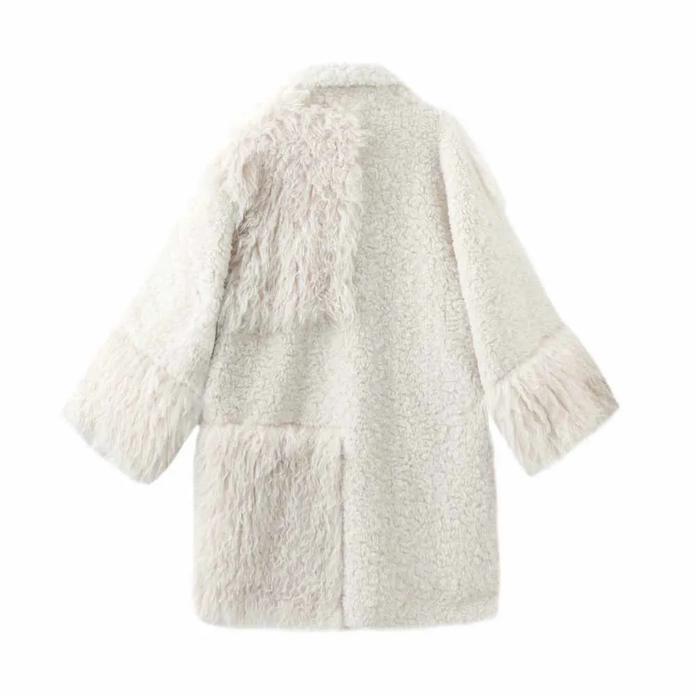 Cow Print Teddy Shearling Duffle Coat - White