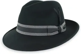 Crushable Dress Fedora Men's Vintage Style Hat 100% Pure Wool in Black Blue Grey Pecan Brown and Striped Bands