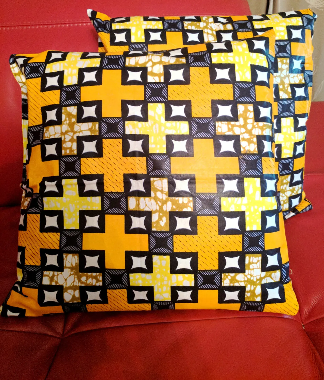 Cushion covers made with Ankara / Kikoi Fabric (Twin)