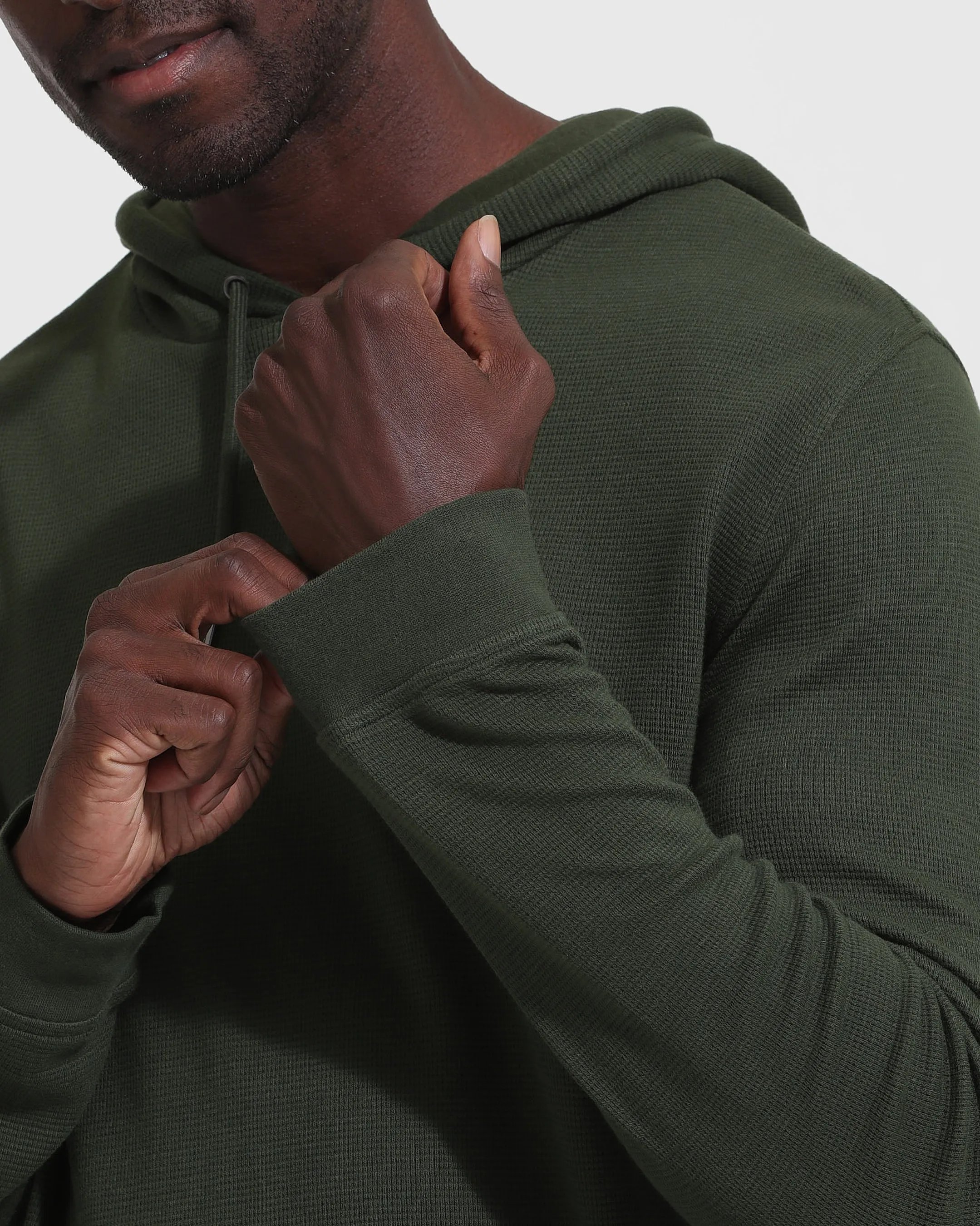 Dark Olive Waffle Hoodie