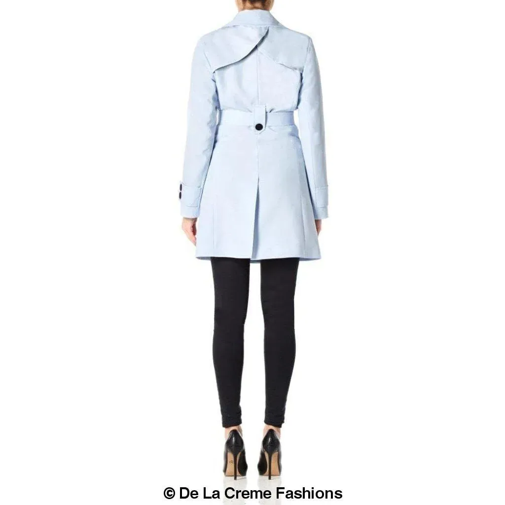 De La Creme Womens Mid Length Belted Mac Coat