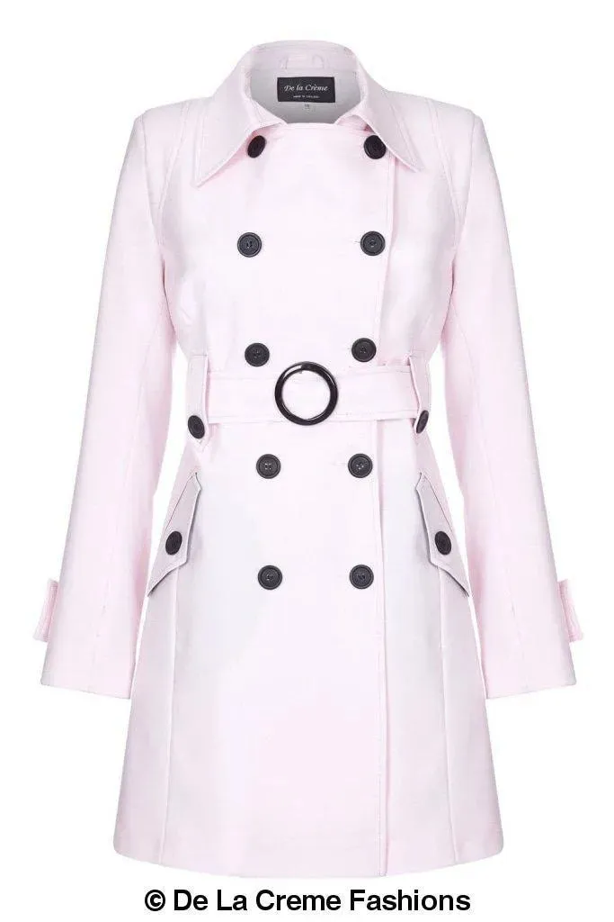 De La Creme Womens Mid Length Belted Mac Coat