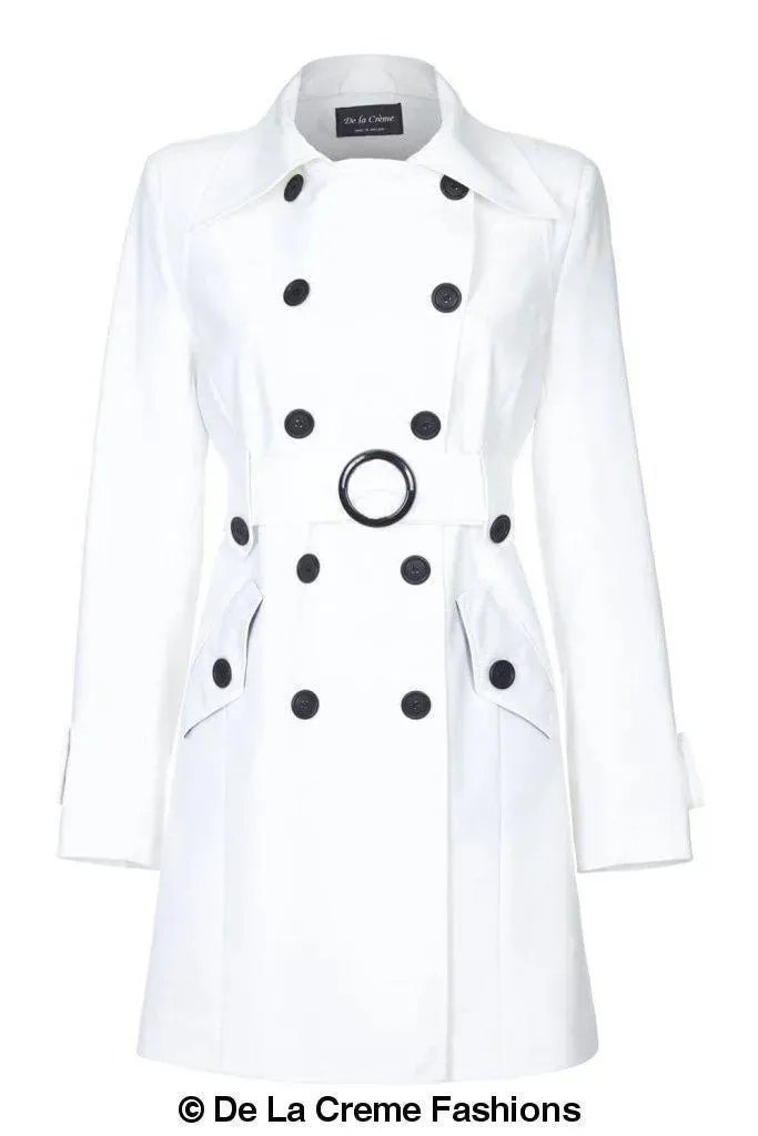 De La Creme Womens Mid Length Belted Mac Coat