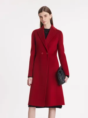 Double-Faced Wool And Silk Blend Lapel Women Coat