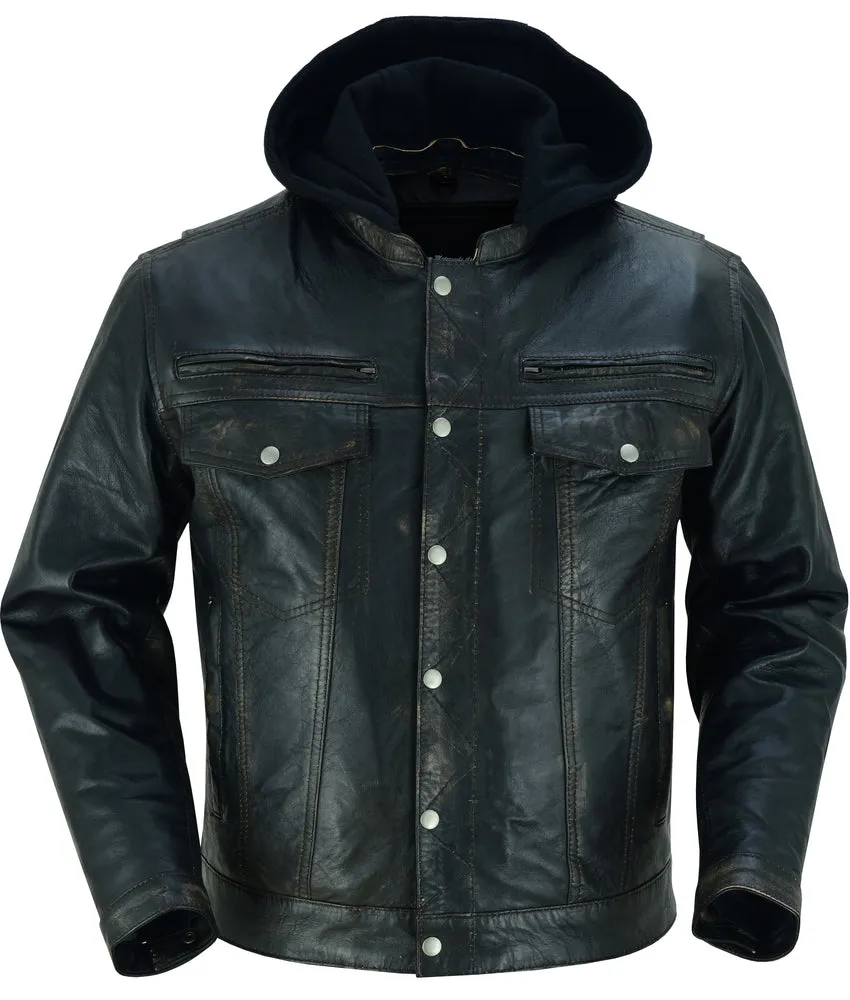 DS782 Men's Lightweight Drum Dyed Distressed Naked Lambskin Jacket